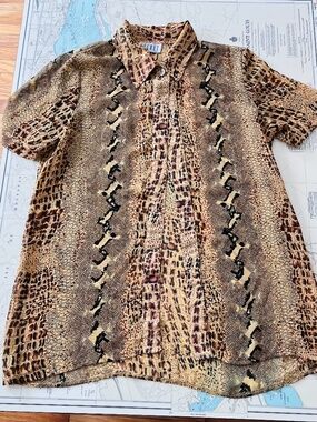 Vintage 90s Secret Sheer Animal Print Blouse